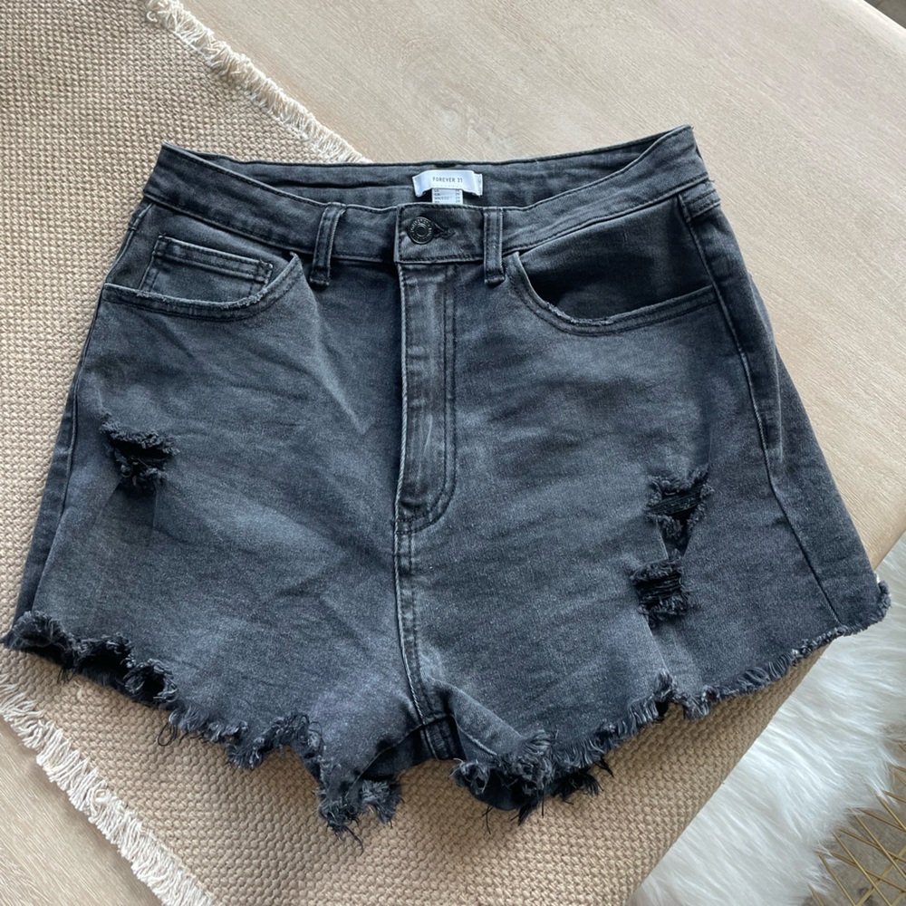 Forever 21 washed black denim shorts